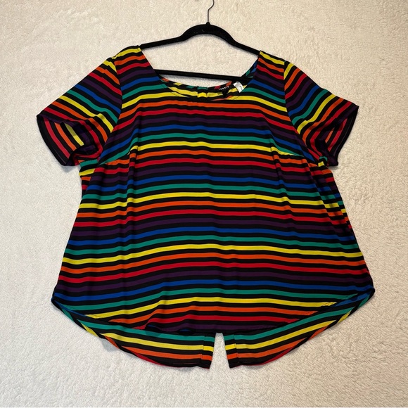 Torrid Striped Button Down Back Short Sleeves Top Size 2X Multicolor - Picture 3 of 10
